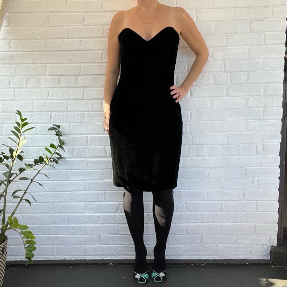 Black velvet vintage Tadashi dress